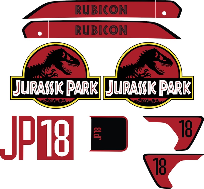 Jeep Wrangler Jurassic Park stickers